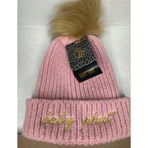 Baby Phat Women’s Knit Beanie Hat Pink Gold Logo Y2K Streetwear Hip Hop NWT